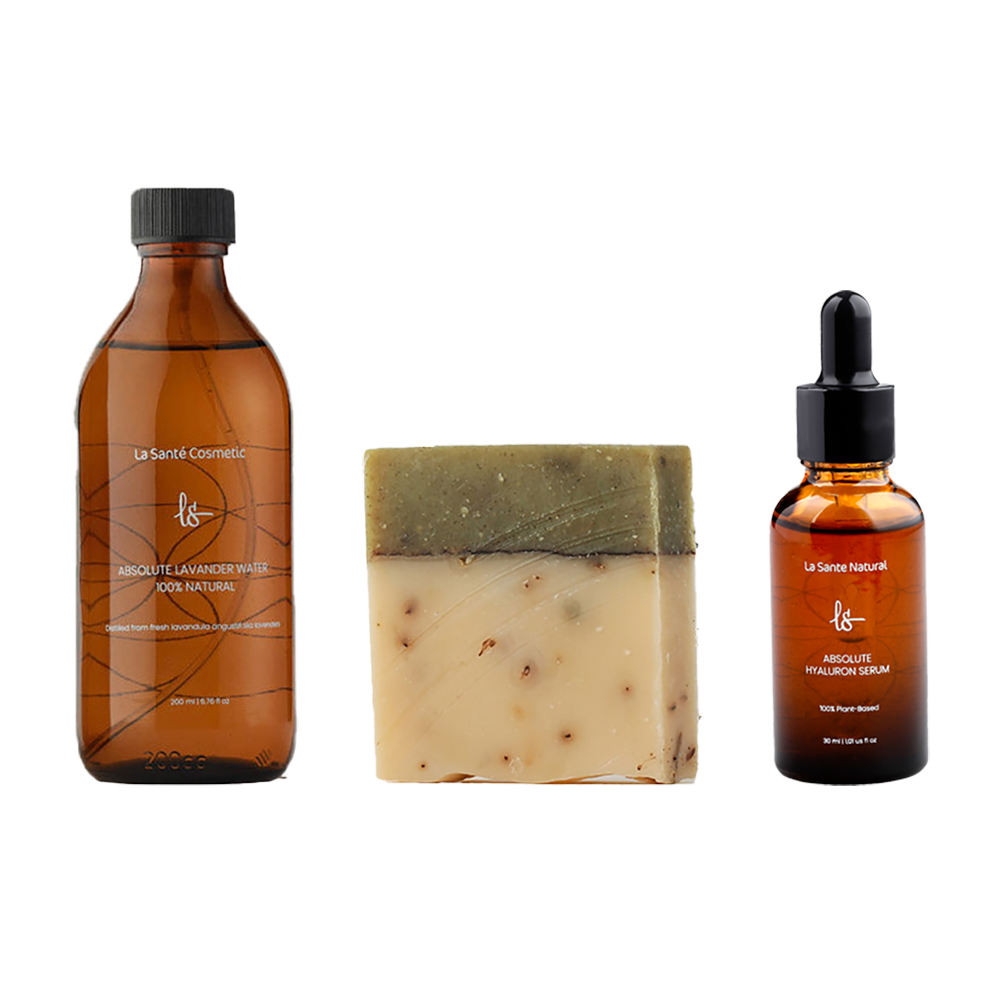 100% La Santé Lavendel Wasser aus Frühernte + 100% La Santé natürliche Lavendelseife +La Santé Absolut Hyaluronserum
