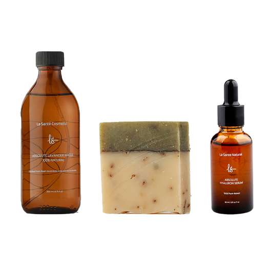 100% La Santé Lavendel Wasser aus Frühernte +  100% La Santé natürliche Lavendelseife +La Santé Absolut Hyaluronserum