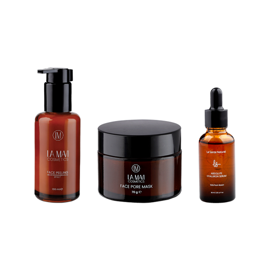 Face Peeling 400ml Microdermabrasion Effect + Face Pore Mask 70g + La Santé Absolut Hyaluronserum